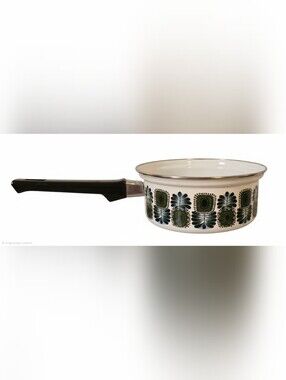 VTG Austria Email Universal 7" Enamel Saucepan Pan Blue Green Peacock MCM Retro
